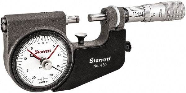 Starrett - Mechanical Indicating Micrometers Minimum Measurement (Inch): 0 Maximum Measurement (Inch): 1 - Eagle Tool & Supply