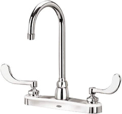 Zurn - Gooseneck, Two Handle, Chrome Plated Deck Mount, Laboratory Faucet - Wrist Blade Handle - Eagle Tool & Supply