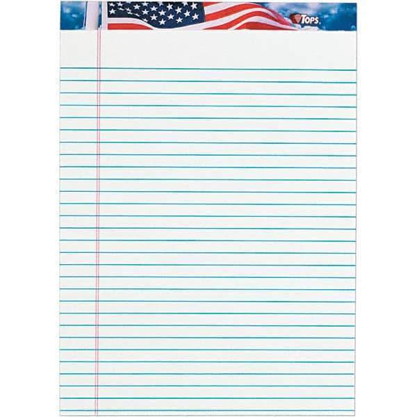 TOPS - 50 Sheet, 8-1/2 x 11-3/4", Legal/Wide (Style) Writing Pad - Red, White & Blue - Eagle Tool & Supply