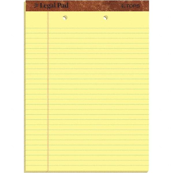 TOPS - 50 Sheet, 8-1/2 x 11-3/4", Legal/Wide (Style) Legal Pad - Canary - Eagle Tool & Supply