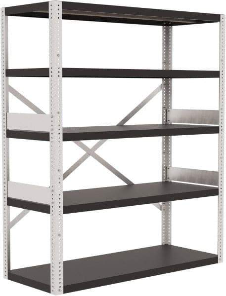 Valley Craft - 4 Shelf Starter Open Steel Shelving - 10,000 Lb Capacity, 60" Wide x 72" High x 24" Deep, Gray - Eagle Tool & Supply