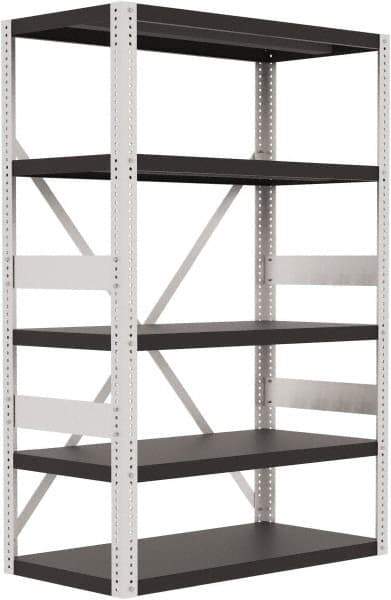 Valley Craft - 4 Shelf Starter Open Steel Shelving - 10,000 Lb Capacity, 48" Wide x 72" High x 24" Deep, Gray - Eagle Tool & Supply
