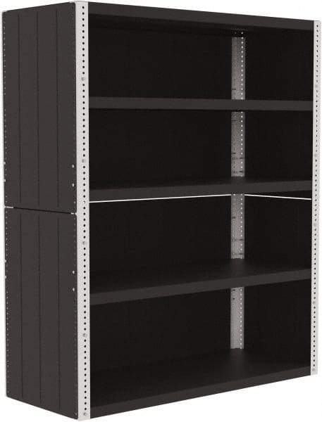 Valley Craft - 4 Shelves, 10,000 Lb Capacity, Enclosed Shelving - 60" Wide x 24" Deep x 72" High, Gray - Eagle Tool & Supply