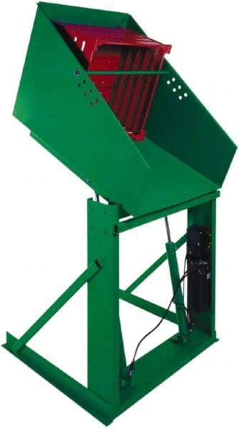 Valley Craft - 2,000 Lb Load Capacity, Steel Box Dumper - 66" Wide x 48" Long x 72" High, Green - Eagle Tool & Supply