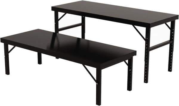 Valley Craft - 34 Wide x 84" Deep x 28" High, Steel Work Table - 14 Gauge Stainless Steel Top, Adjustable Height Legs, Gray - Eagle Tool & Supply