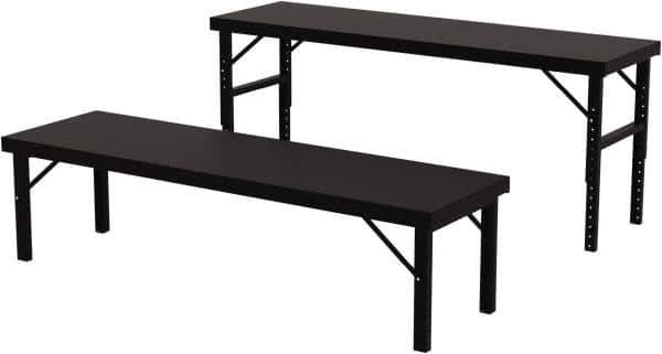 Valley Craft - 28 Wide x 96" Deep x 28" High, Steel Work Table - 14 Gauge Stainless Steel Top, Adjustable Height Legs, Gray - Eagle Tool & Supply