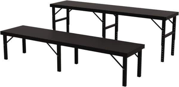 Valley Craft - 28 Wide x 120" Deep x 28" High, Steel Work Table - 14 Gauge Stainless Steel Top, Adjustable Height Legs, Gray - Eagle Tool & Supply