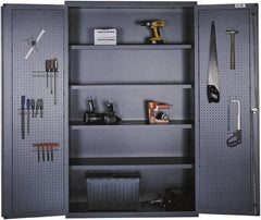 Valley Craft - 4 Shelf Pegboard Storage Cabinet - Steel, 48" Wide x 24" Deep x 78" High, Gray - Eagle Tool & Supply