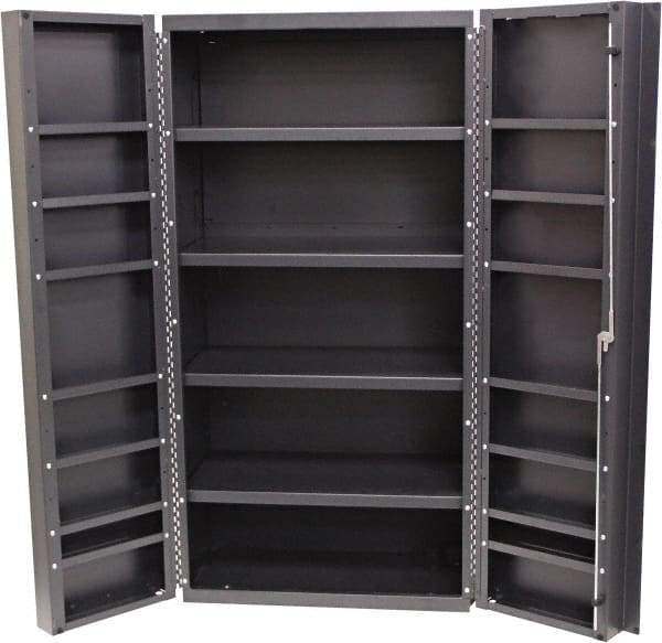 Valley Craft - 16 Shelf Storage Cabinet - Steel, 48" Wide x 24" Deep x 84" High, Gray - Eagle Tool & Supply