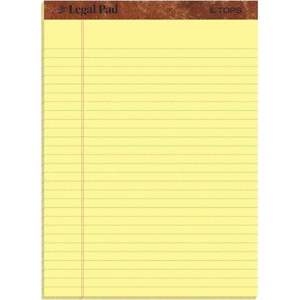 TOPS - 50 Sheet, 8-1/2 x 11", Legal/Wide (Style) Legal Pad - Canary - Eagle Tool & Supply