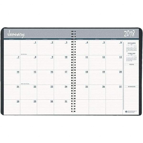 House of Doolittle - 32 Sheet, 6-7/8 x 8-3/4", Monthly Planner - Black - Eagle Tool & Supply