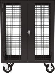 Valley Craft - 2,000 Lb Capacity, 4-Sided Steel Security Truck - 24" Long x 48" Wide x 66" High, 8" Diam Mold-On Rubber Wheels - Eagle Tool & Supply