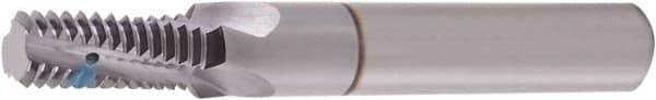 Vargus - 3/8-18 NPT, 0.439" Cutting Diam, 4 Flute, Solid Carbide Helical Flute Thread Mill - Internal/External Thread, 0.583" LOC, 2-7/8" OAL, 1/2" Shank Diam - Eagle Tool & Supply