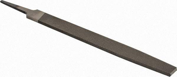 PFERD - 8" Long, Second Cut, Flat American-Pattern File - Single, Double Cut, 0.22" Overall Thickness, Tang - Eagle Tool & Supply