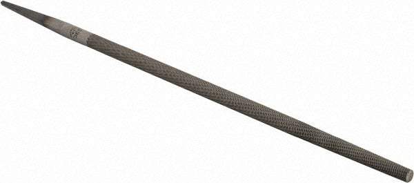 PFERD - 10" Long, Smooth Cut, Round American-Pattern File - Single Cut, 0.38" Overall Thickness, Tang - Eagle Tool & Supply