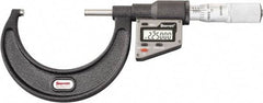 Starrett - 50.8 to 76 mm Range, 0.0001" Resolution, Standard Throat, Electronic Outside Micrometer - 0.0001" Accuracy, Friction Thimble, Micro Lapped Carbide Face, CR2450 Battery, Includes 3V Battery - Eagle Tool & Supply