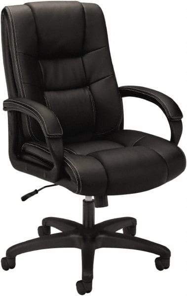 Basyx - 45-1/2" High Executive Chair - 28" Wide x 40" Deep, Vinyl Seat, Black - Eagle Tool & Supply