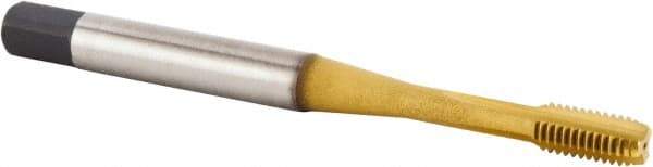 Kennametal - M10x1.50 Metric Coarse 6HX 4 Flute TiN Finish Powdered Metal Straight Flute Machine Tap - Modified Bottoming, Right Hand Thread, 100mm OAL, 15mm Thread Length, Oversize, Through Coolant - Exact Industrial Supply