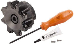 Kennametal - 3" Cut Diam, 1" Arbor Hole, 4.42mm Max Depth of Cut, 30° Indexable Chamfer & Angle Face Mill - 8 Inserts, HNGJ 0604... Insert, Right Hand Cut, 8 Flutes, Through Coolant, Series Dodeka Mini HD - Eagle Tool & Supply