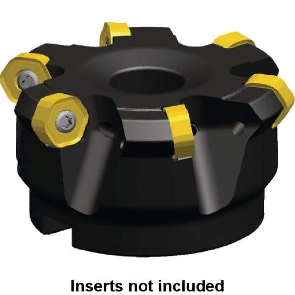 Kennametal - 46.13mm Cut Diam, 22mm Arbor Hole, 4.4mm Max Depth of Cut, 30° Indexable Chamfer & Angle Face Mill - 4 Inserts, HNGJ 0604... Insert, Right Hand Cut, 4 Flutes, Through Coolant, Series Dodeka Mini - Eagle Tool & Supply