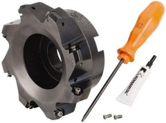 Kennametal - 5" Cut Diam, 1-1/2" Arbor Hole, 3.23mm Max Depth of Cut, 45° Indexable Chamfer & Angle Face Mill - 8 Inserts, HNGJ 0604... Insert, Right Hand Cut, 8 Flutes, Through Coolant, Series Dodeka Mini - Eagle Tool & Supply