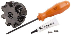 Kennametal - 2" Cut Diam, 3/4" Arbor Hole, 3.23mm Max Depth of Cut, 45° Indexable Chamfer & Angle Face Mill - 8 Inserts, HNGJ 0604... Insert, Right Hand Cut, 8 Flutes, Through Coolant, Series Dodeka Mini - Eagle Tool & Supply