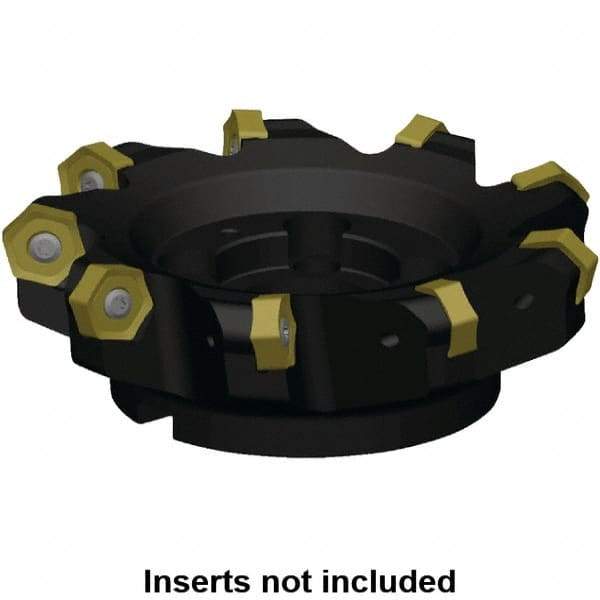 Kennametal - 142.33mm Cut Diam, 40mm Arbor Hole, 8mm Max Depth of Cut, 45° Indexable Chamfer & Angle Face Mill - 6 Inserts, HNPJ 1307... Insert, Right Hand Cut, 6 Flutes, Through Coolant, Series Dodeka Max - Eagle Tool & Supply