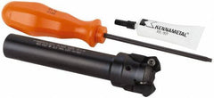 Kennametal - 45° Lead Angle, 33.58mm Max Cut Diam, 1" Min Cut Diam, 3.23mm Max Depth of Cut, Indexable Chamfer and Angle End Mill - 3 Inserts, HNGJ 0604ANENLD Insert Style, 121.92mm Overall Length, Through Coolant, Straight Shank - Eagle Tool & Supply