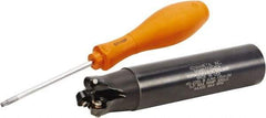 Kennametal - 1-1/4" Cutting Diam, 1-1/4" Shank Diam, 1-1/4" Max Depth of Cut, Straight Shank Indexable Copy End Mill - 3 Inserts, RP.T 43.. Insert, KSRM Toolholder, Through Coolant - Eagle Tool & Supply