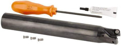 Kennametal - 1-1/4" Cutting Diam, 1-1/4" Shank Diam, 1-1/4" Max Depth of Cut, Straight Shank Indexable Copy End Mill - 2 Inserts, RN.J 1204M0.. Insert, KDR Toolholder, Through Coolant - Eagle Tool & Supply