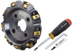Kennametal - 8" Cut Diam, 2-1/2" Arbor Hole, 21.39mm Max Depth of Cut, 30° Indexable Chamfer & Angle Face Mill - 9 Inserts, LN.U 2210... Insert, Right Hand Cut, 9 Flutes, Series MEGA60 - Eagle Tool & Supply