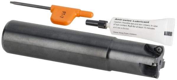 Kennametal - 25mm Cut Diam, 0.04" Max Depth, M12 Modular Connection Indexable High-Feed Helical End Mill - Screw Holding Method, WP..0302.. Insert, Through Coolant - Eagle Tool & Supply