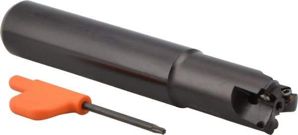 Kennametal - 3/4" Cut Diam, 0.04" Max Depth, 3/4" Shank Diam, Cylindrical Shank Indexable High-Feed Helical End Mill - Screw Holding Method, WP..0302.. Insert, KF Toolholder, Through Coolant - Eagle Tool & Supply
