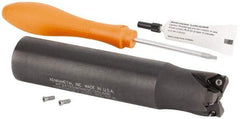 Kennametal - 32mm Cut Diam, 0.059" Max Depth, 32mm Shank Diam, Cylindrical Shank Indexable High-Feed Helical End Mill - Screw Holding Method, WOEJ090512.. Insert, KF2X Toolholder, Through Coolant - Eagle Tool & Supply