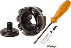 Kennametal - 100mm Cut Diam, 3mm Max Depth, 32mm Arbor Hole, 9 Inserts, RN.J 1204... Insert Style, Indexable Copy Face Mill - KDR Cutter Style, 22,150 Max RPM, 50mm High, Through Coolant, Series Rodeka - Eagle Tool & Supply