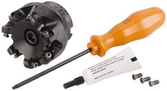Kennametal - 66mm Cut Diam, 3mm Max Depth, 27mm Arbor Hole, 7 Inserts, RN.J 1204... Insert Style, Indexable Copy Face Mill - KDR Cutter Style, 27,260 Max RPM, 50mm High, Through Coolant, Series Rodeka - Eagle Tool & Supply