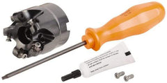 Kennametal - 63mm Cut Diam, 3mm Max Depth, 22mm Arbor Hole, 5 Inserts, RN.J 1204... Insert Style, Indexable Copy Face Mill - KDR Cutter Style, 27,910 Max RPM, 50mm High, Through Coolant, Series Rodeka - Eagle Tool & Supply