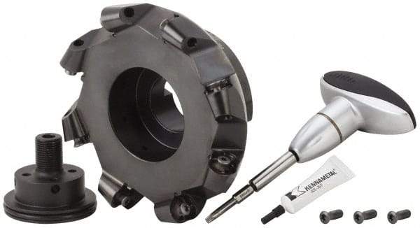 Kennametal - 160mm Cut Diam, 10mm Max Depth, 40mm Arbor Hole, 8 Inserts, RCGX 2006... Insert Style, Indexable Copy Face Mill - KSRM Cutter Style, 12,100 Max RPM, 63mm High, Through Coolant, Series Beyond Blast KSRM - Eagle Tool & Supply