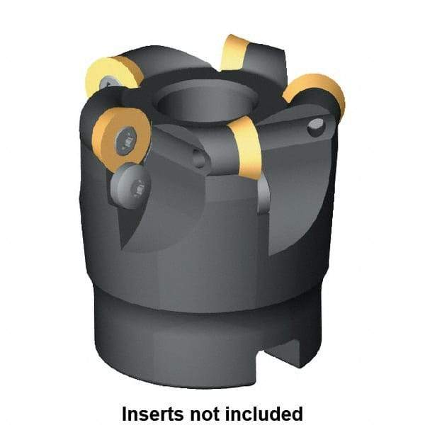 Kennametal - 40mm Cut Diam, 6mm Max Depth, 16mm Arbor Hole, 4 Inserts, RD.X 12T3... Insert Style, Indexable Copy Face Mill - 45mm High, Series KDM - Eagle Tool & Supply