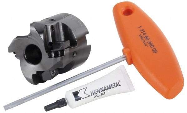 Kennametal - 50mm Cut Diam, 6.33mm Max Depth, 16mm Arbor Hole, 4 Inserts, RP.N 1204... Insert Style, Indexable Copy Face Mill - KSSR Cutter Style, 16,340 Max RPM, 50mm High, Through Coolant, Series KSSR-RP - Eagle Tool & Supply
