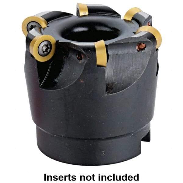 Kennametal - 50mm Cut Diam, 5mm Max Depth, 22mm Arbor Hole, 6 Inserts, RD.. 1003... Insert Style, Indexable Copy Face Mill - 50mm High, Series KDM - Eagle Tool & Supply