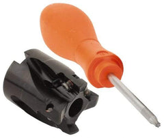 Kennametal - 4 Inserts, 1-1/4" Cut Diam, 1/2" Arbor Diam, 14.48mm Max Depth of Cut, Indexable Square-Shoulder Face Mill - 0/90° Lead Angle, 40mm High, E.. 14.. Insert Compatibility, Through Coolant, Series Mill 1-14 - Eagle Tool & Supply