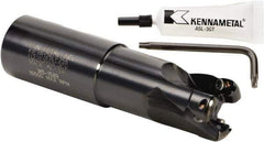 Kennametal - 1-1/4" Cut Diam, 0.404" Max Depth of Cut, 1-1/4" Shank Diam, 122.94mm OAL, Indexable Square Shoulder End Mill - LF.W 2.52.R Inserts, Weldon Shank, 0° Lead Angle, Series RPF - Eagle Tool & Supply