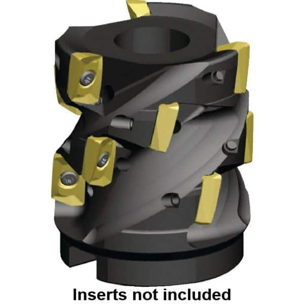 Kennametal - 15 Inserts, 50mm Cut Diam, 22mm Arbor Diam, 44.33mm Max Depth of Cut, Indexable Square-Shoulder Face Mill - 0/90° Lead Angle, 60mm High, ED.T 10T3.. Insert Compatibility, Through Coolant, Series Mill 1-10 - Eagle Tool & Supply