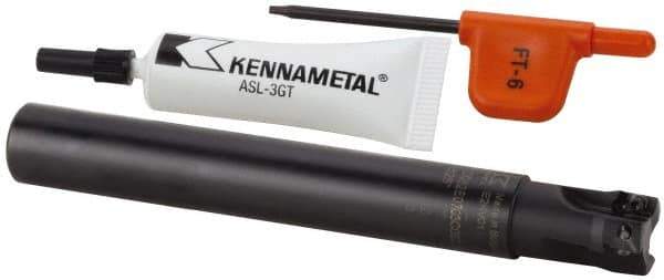 Kennametal - 16mm Cut Diam, 6.98mm Max Depth of Cut, 16mm Shank Diam, 100mm OAL, Indexable Square Shoulder End Mill - EDPT 0703.. Inserts, Cylindrical Shank, 0° Lead Angle, Through Coolant, Series Mill 1-07 - Eagle Tool & Supply