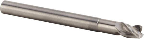 Kennametal - 5/8", 3 Flute, Single End, Solid Carbide, 0.03" Corner Radius End Mill - 6" OAL, 45° Helix, Right Hand Flute, 3/4" LOC, Right Hand Cut, 3-3/8" Extended Reach - Eagle Tool & Supply