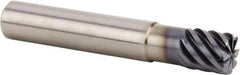 Kennametal - 10mm, 8 Flute, Single End, Solid Carbide, 1mm Corner Radius End Mill - 66mm OAL, 45° Helix, Right Hand Flute, 10mm LOC, Right Hand Cut, 20mm Extended Reach - Eagle Tool & Supply