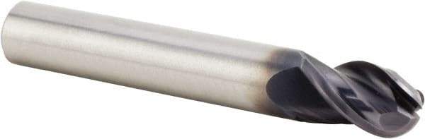 Kennametal - 12mm Diam, 15mm LOC, 3 Flute Solid Carbide Ball End Mill - AlTiN Finish, Single End, 55mm OAL, 12mm Shank Diam, Spiral Flute - Eagle Tool & Supply