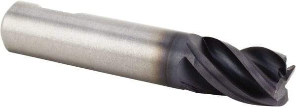 Kennametal - 1/2", 5/8" LOC, 1/2" Shank Diam, 2-5/32" OAL, 4 Flute, Solid Carbide Square End Mill - Single End, AlTiN Finish, Spiral Flute, 38° Helix, Centercutting, Right Hand Cut, Right Hand Flute, Series UEDE - Eagle Tool & Supply