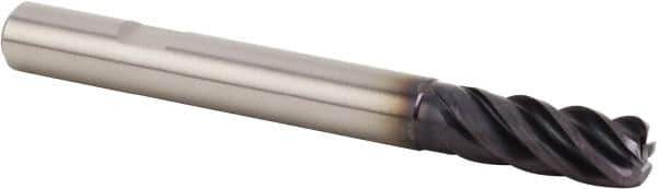 Kennametal - 12mm, 5 Flute, Single End, Solid Carbide, 3mm Corner Radius End Mill - 84mm OAL, 38° Helix, Right Hand Flute, 26mm LOC, Right Hand Cut, 36mm Extended Reach - Eagle Tool & Supply